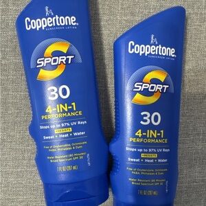 2 Coppertone Sport 4-in-1 SPF 30 Performance Sunscreen Lotion 7 oz Exp 11/2026